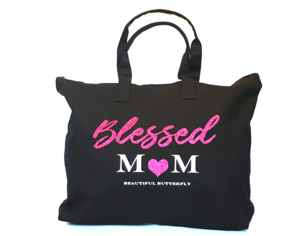 Blessed Mom Sparkle Tote Bag